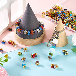 132 шт. 12-цветные бусины из сплава со стразами и глиной с большими отверстиями ALRI-TA0001-28