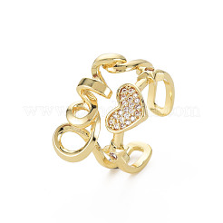 Кольцо-манжета в форме сердца из прозрачного кубического циркония&nbsp;RJEW-N035-085-NF