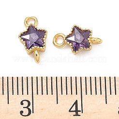 Латунные подвески-звездочки с инкрустацией из кубического циркония&nbsp;KK-P348-08G