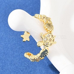 Латунные кольца-манжеты с микропаве и прозрачным цирконием для женщин RJEW-A088-04G