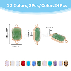 24 шт. 12-цветные граненые стеклянные подвески-соединители из сплава&nbsp;FIND-FI0001-08B