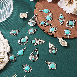 20 шт. 10 стиля тибетский стиль сплав паве имитация бирюзы подвески&nbsp;FIND-TA0008-36