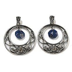 Ограненные восьмиугольные подвески из смешанных драгоценных камней и натуральных и синтетических камней&nbsp;G-K338-17AS