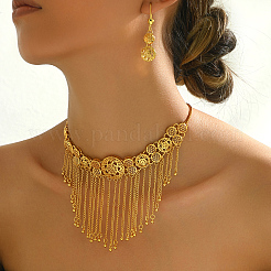 Изысканные комплекты из колье и серег с круглыми кисточками из сплава в ближневосточном стиле для женщин VB5816