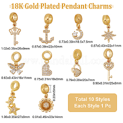 10 шт. 10 стильные латунные микро-паве прозрачные фианиты европейские подвески-подвески KK-BBC0001-93