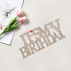 2 шт. 2 стиля «Это мой день рождения» броши из сплава со стразами для рюкзака и одежды&nbsp;JEWB-GF0011-51B