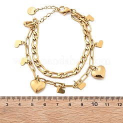 Многорядные браслеты с подвесками из нержавеющей стали 304 BJEW-C089-02G