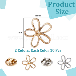 20 шт. 2-цветные антибликовые броши-булавки для лацканов из сплава JEWB-AR0001-24B