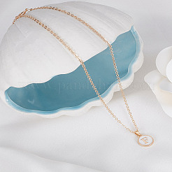 1 шт. ожерелье из цинкового сплава с белой эмалью&nbsp;NJEW-LP0002-88G-F