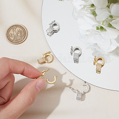 6 шт. 2-цветные латунные застежки-крутилки с микропаве из прозрачного кубического циркония KK-OC0001-47