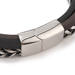 Плетеные браслеты из микрофибры и кожи BJEW-B096-25AS