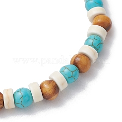 Синтетическая бирюза и круглые деревянные бусины BJEW-JM11833-01