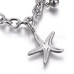 Браслеты с подвесками из нержавеющей стали 304 BJEW-L637-28-P