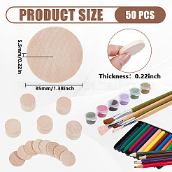 Необработанные деревянные плоские круглые вырезы WOOD-WH0050-042A