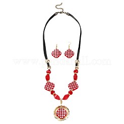 Комплекты из акриловых подвесок в виде ромбов с узором «тартан» и серег-подвесок&nbsp;FS-WG95887-01