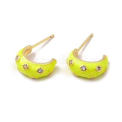 Серьги-гвоздики из латуни с микропаве из кубического циркония с эмалью для женщин&nbsp;EJEW-H091-05G