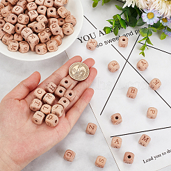 26шт алфавит деревянные европейские бусины WOOD-OC0002-72