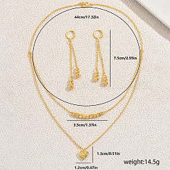 Комплекты из двухслойных ожерелий и серег в форме латунного сердца для женщин VD3296