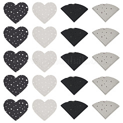 24 шт. 4 стиля закладок для книг в форме веера/сердца из искусственной кожи&nbsp;AJEW-TA0002-55