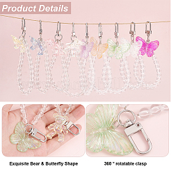 8 шт. 8 стиля акриловый подвесной брелок с бусинами на запястье кулон украшение HJEW-OC0001-30