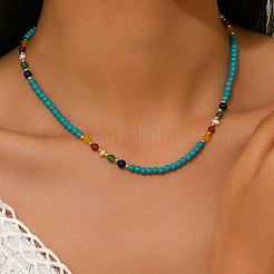 Винтажные ожерелья из натурального пресноводного жемчуга и синтетической бирюзы в форме круглых бусин для женщин LN7148