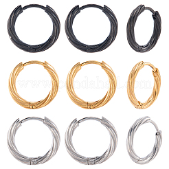 18 шт. 3-х цветные серьги-кольца из нержавеющей стали 303 для женщин&nbsp;EJEW-SC0001-81C