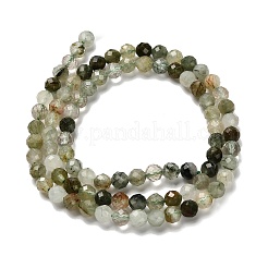 Нити бусин из натурального зеленого рутилированного кварца G-RM2025-A14-4mm