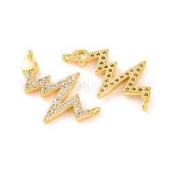 Шармы-соединители из латуни с микропаве из прозрачного кубического циркония&nbsp;KK-U017-01A-G