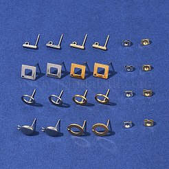 16 шт. 8 стиля фурнитуры для сережек-гвоздиков из нержавеющей стали 304 STAS-FS0001-84