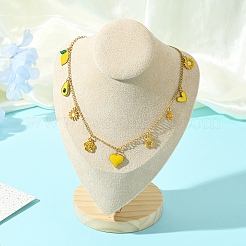 Ожерелья с подвесками из желтой эмали из сплава цветов&nbsp;NJEW-FS00011