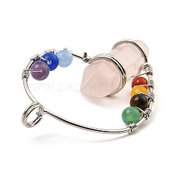 Большие заостренные подвески с двойным наконечником из натурального розового кварца G-Z033-07P-04