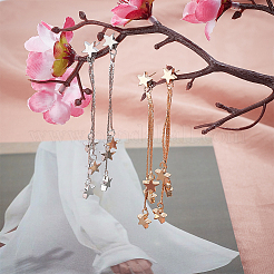 2 пара двухцветных сережек-гвоздиков в форме звезды и кисточки из сплава для женщин EJEW-AN0001-57