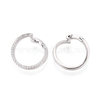 Серьги-кольца из латуни с микропаве из прозрачных кубических цирконий EJEW-T048-38P-1