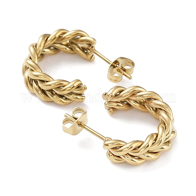 201 круглые серьги-гвоздики из нержавеющей стали EJEW-D084-02G-1