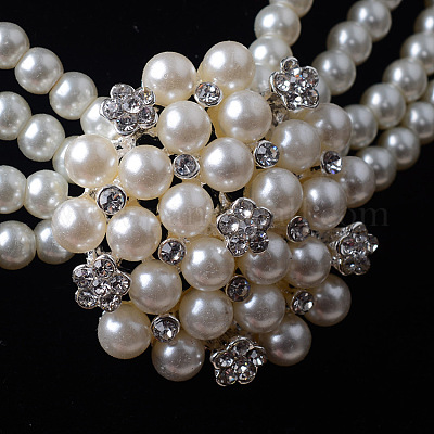 Комплект из многослойного ожерелья и серег-гвоздиков из цветочного сплава WGAF3FB-02-1