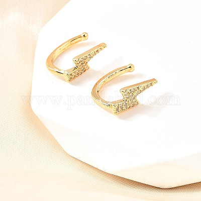 Латунные серьги-манжеты из прозрачного кубического циркония EJEW-F370-22G-1