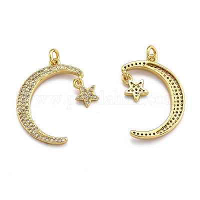 Латунные микропаве прозрачные подвески с фианитом ZIRC-J025-23G-1