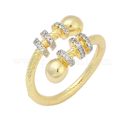 Открытое кольцо-манжета из латуни с микропаве из кубического циркония для женщин RJEW-F177-03GP-11-1