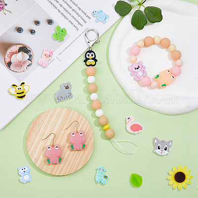 16шт 16 стильные силиконовые бусины SIL-DC0001-17-1