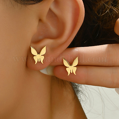 Из нержавеющей стали бабочка серьги стержня IK6495-1