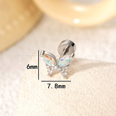 Серьги-бабочки из латуни с паве из кубического циркония для хряща&nbsp;FS-WGFCA2D-04-1