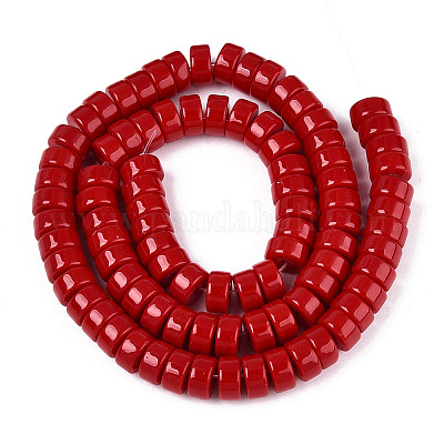 Непрозрачные сплошные цветные стеклянные бусины GLAA-N026-4x8mm-06-1