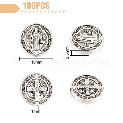 100 шт. плоские круглые бусины из сплава в тибетском стиле TIBEB-HY0001-08-1