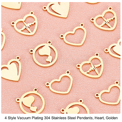 16 шт. 4 стиля вакуумного покрытия PVD из нержавеющей стали 304 подвески STAS-UN0029-35-1