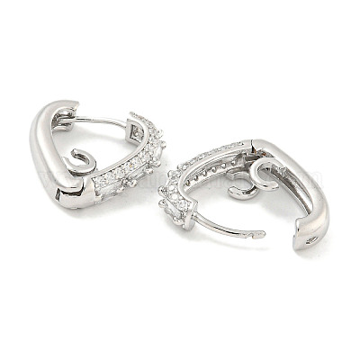 Латунные серьги-кольца из прозрачного кубического циркония EJEW-S228-11P-1