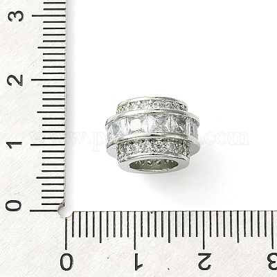 Реечное покрытие латунь микро паве прозрачный кубический цирконий европейские бусины KK-G501-05P-1