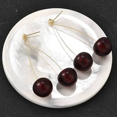 Серьги-гвоздики из латуни и акрила для женщин EJEW-G430-04G-1