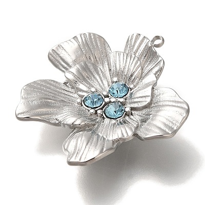 Подвески из нержавеющей стали 304 с аквамариновыми стразами STAS-P371-055P-1