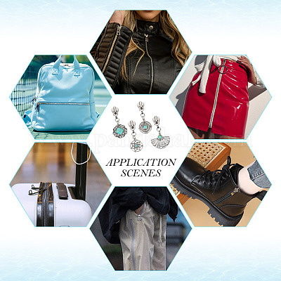 16 шт. 4 стиля сплава с синтетическими бирюзовыми застежками-молниями&nbsp;HJEW-TAC0098-1