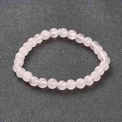 Натуральный розовый кварц бисером браслеты простирания BJEW-A117-B-11-1